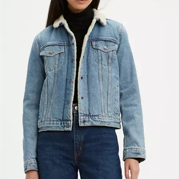 Levi's Original Sherpa Trucker Denim Jean Jacket Small - Picture 6 of 13
